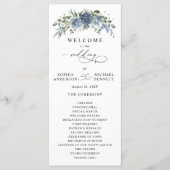 Elegantes staubblaues Blumen-Hochzeitsprogramm Programm (Vorderseite)