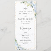 Elegantes staubblaues Blumen-Hochzeitsprogramm Programm (Vorderseite)