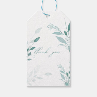 Elegantes, staubblaues Eukalyptus-Teal-Dankeschön- Geschenkanhänger