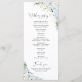 Elegantes staubblaues florales Hochzeitsprogramm Programm (Rückseite)