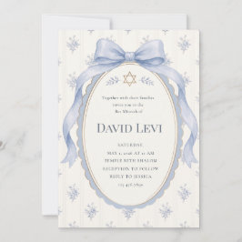 Elegantes staubblaues Toile-Band Bar-Mizwa Einladung