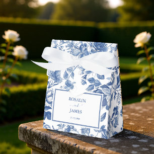 Elegantes staubblaues Toile-Blumen-Hochzeit Geschenkschachtel