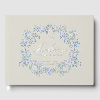 Elegantes staubblaues Toile-Blumenmuster viktorian Gästebuch