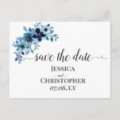 elegantes staubblaues Wasserfarben-Blumenbouquet Ankündigungspostkarte (Vorderseite)