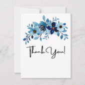 elegantes staubblaues Wasserfarben-Blumenbouquet Dankeskarte (Vorderseite)