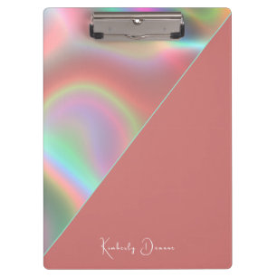 Elegantes staubrosa Holografie-Notizbuch Klemmbrett