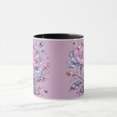 Elegantes Staubrose Botanisches Musterdesign Tasse (Zentrum)