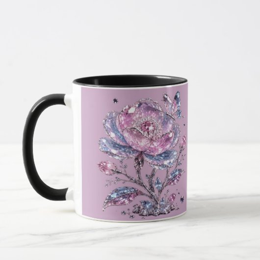 Elegantes Staubrose Botanisches Musterdesign Tasse (Links)