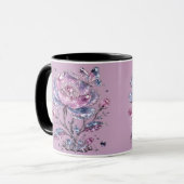 Elegantes Staubrose Botanisches Musterdesign Tasse (Vorderseite Links)