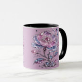 Elegantes Staubrose Botanisches Musterdesign Tasse (VorderseiteRechts)