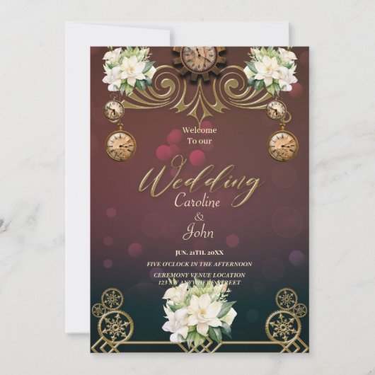 Elegantes Steampunk-Design Einladung (Vorderseite)