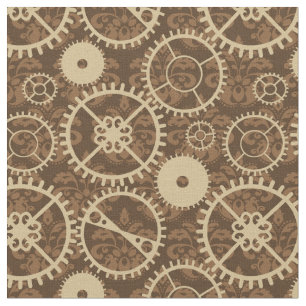 Elegantes Steampunk Uhrgang- und -damastmuster Stoff