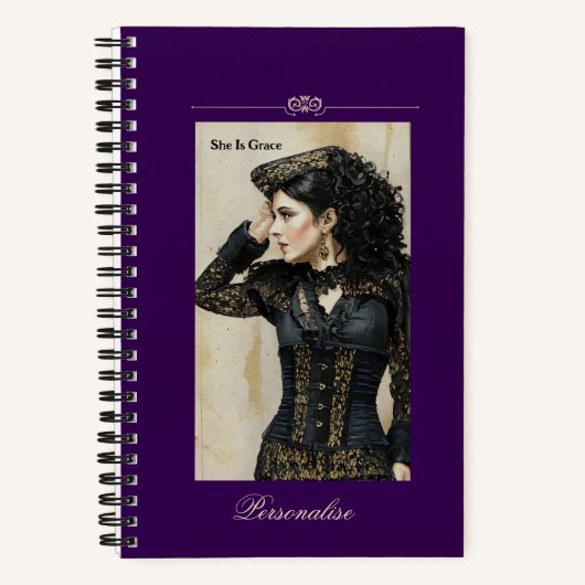 Elegantes Steampunk Vintag Black Lila Journal Notizblock (Vorderseite)