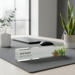 Elegantes Stechpalmen-Beeren Floristengeschäft Bür Namensplakette