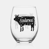 Elegantes, stemless Glas mit Kuh-Silhouette (Vorderseite)