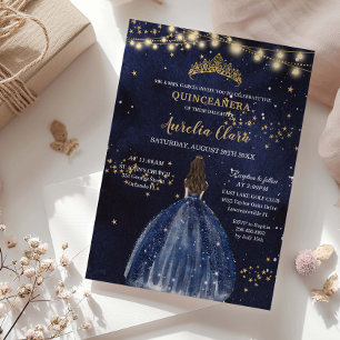 Elegantes Sternennacht-Nachtblaues Kleid Gold Quin Einladung