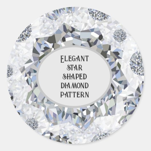 Elegantes, sternförmiges Diamantmuster Runder Aufkleber (Vorderseite)
