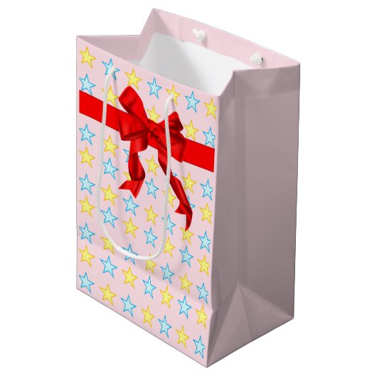 Elegantes Sternmuster Mittlere Geschenktüte (Vorderseite Schrägansicht)