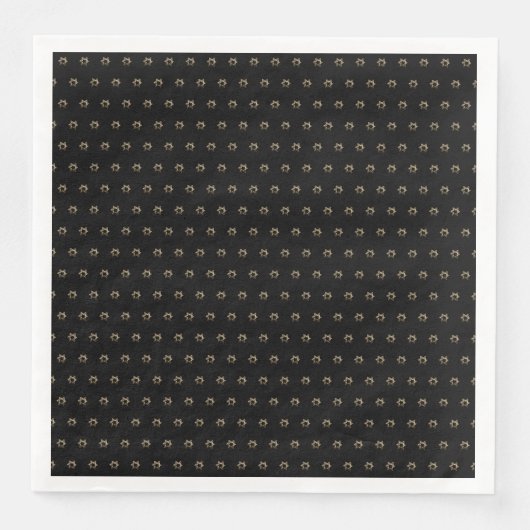 Elegantes Sternmuster Modernes Schwarz und Gold Serviette (Vorderseite)