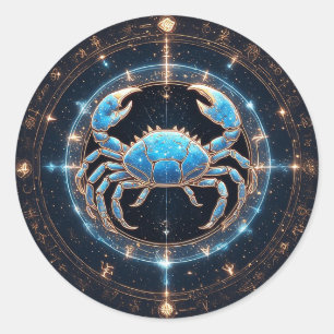 Elegantes Sternzeichen Krebs, klassische Astrologi Runder Aufkleber