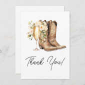 Elegantes Stiefel und bubbly Brautparty Dankeskarte (Vorne/Hinten)