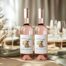 Elegantes Stiefel und bubbly Brautparty Weinetikett