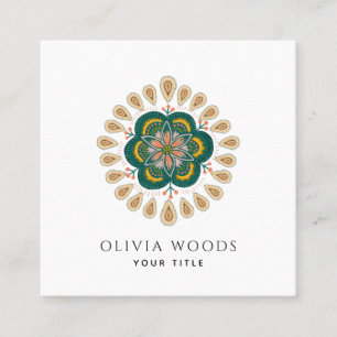 Elegantes stilisiertes florales Mandala Quadratische Visitenkarte
