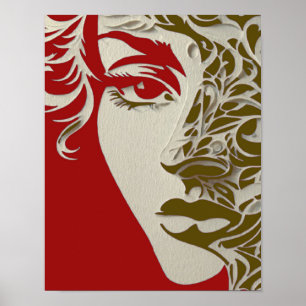Elegantes stilisiertes Frauenporträt Poster