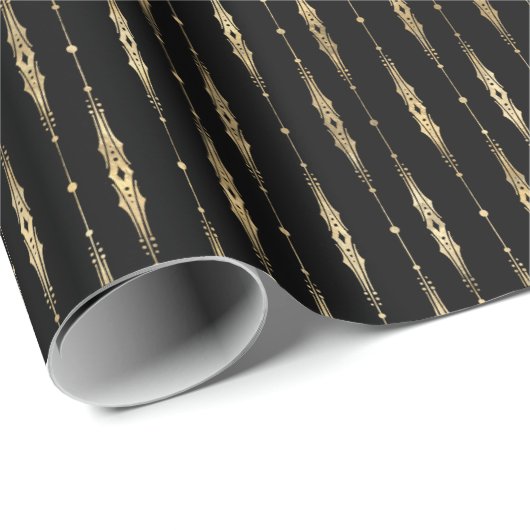 Elegantes, stilvolles Black Gold-Muster Geschenkpapier (Rolleneckpunkt)