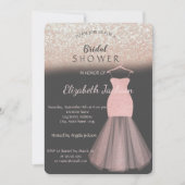 Elegantes stilvolles Bokeh Glitzer Dress Brautpart Einladung (Vorderseite)