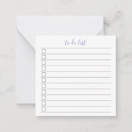 Elegantes stilvolles Chic To-Do-List-Handschriftze Mitteilungskarte (Vorderseite)