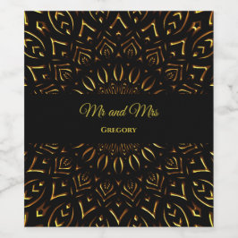 Elegantes, stilvolles Ethno-Mandala-verziertes Gol Weinetikett