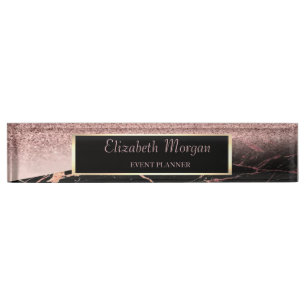 Elegantes stilvolles Glitter-Bokeh-Ombre, Marmor, Namensplakette