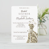 Elegantes, stilvolles Gold Glitzer Dress Einladung (Stehend Vorderseite)