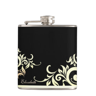 Elegantes stilvolles goldenes Band,Schwarz - Perso Flachmann