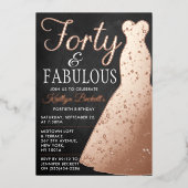 Elegantes stilvolles Kleid | 40 & Fabulous Birthda Folieneinladung (Vorderseite)