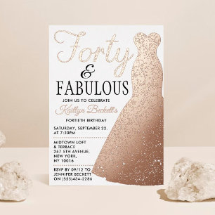 Elegantes stilvolles Kleid   40 & Fabulous Birthda Folieneinladung