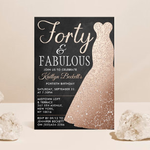 Elegantes stilvolles Kleid Vierzig und fantastis Folieneinladung