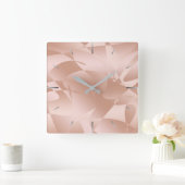 Elegantes, stilvolles Kupfergold-Rose Quadratische Wanduhr (Zuhause)