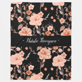 Elegantes stilvolles Monogrom l Schwarzes Muster Fleecedecke