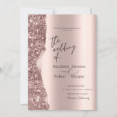 Elegantes stilvolles Roségold-Glitter-Script  Einladung (Vorderseite)