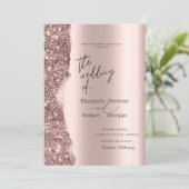 Elegantes stilvolles Roségold-Glitter-Script  Einladung (Stehend Vorderseite)