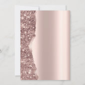 Elegantes stilvolles Roségold-Glitter-Script  Einladung (Rückseite)
