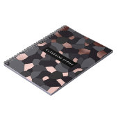 Elegantes stilvolles Rosengoldgraues und schwarzes Notizblock (Linke Seite)