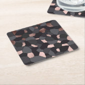 Elegantes stilvolles Rosengoldgraues und schwarzes Rechteckiger Pappuntersetzer (angewinkelt)