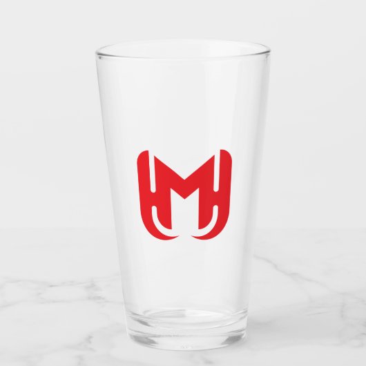 Elegantes stilvolles rotes Buchstabe M Glas (Vorderseite)