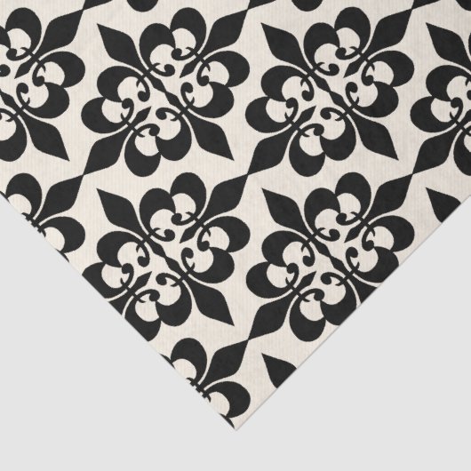 Elegantes, stilvolles Schwarz-Weiß-Damaskus-Deko Seidenpapier (Detail)