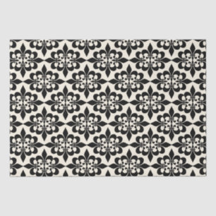 Elegantes, stilvolles Schwarz-Weiß-Damaskus-Deko Seidenpapier