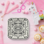 Elegantes stilvolles Schwarz-weißes Barock Pappteller (Party)