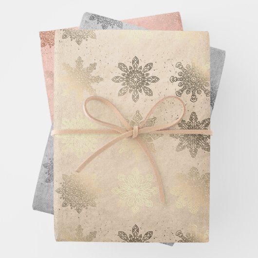 Elegantes stilvolles Snowflake Muster Weihnachten Geschenkpapier Set (Beispiel)